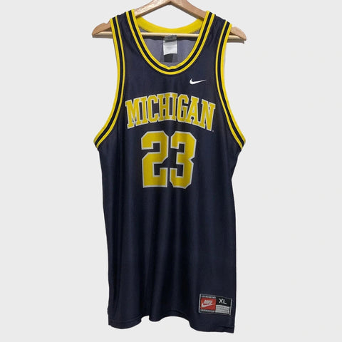 Vintage Nike Michigan Wolverines Navy Blue NCAA Basketball Jersey XL - Laundry PDX