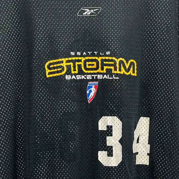 Black basketball jersey with 'Seattle Storm Basketball' text and number 34