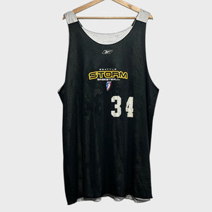 Black basketball jersey with 'Seattle Storm' and number '34' on a white background