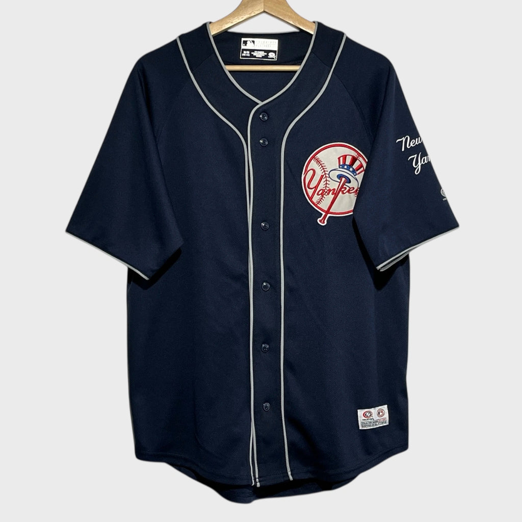 Vintage True Fan New York Yankees Navy Blue MLB Baseball Jersey