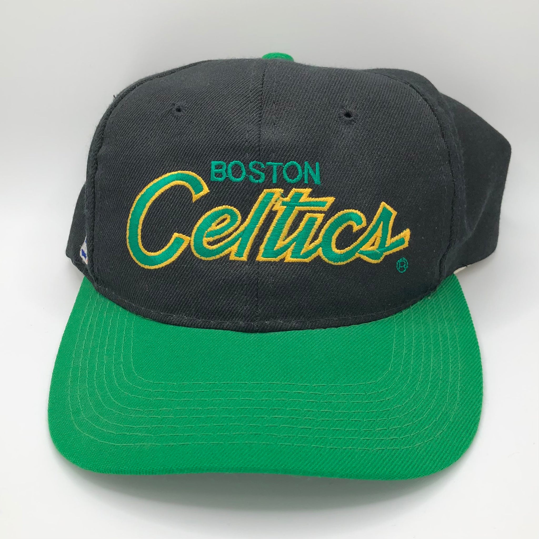 Vintage Boston Celtics Script Snapback Hat Laundry