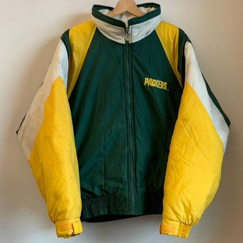 Vintage Green Bay Packers Football Reebok Full Zip Puffer Vest Size XL Rare Nice