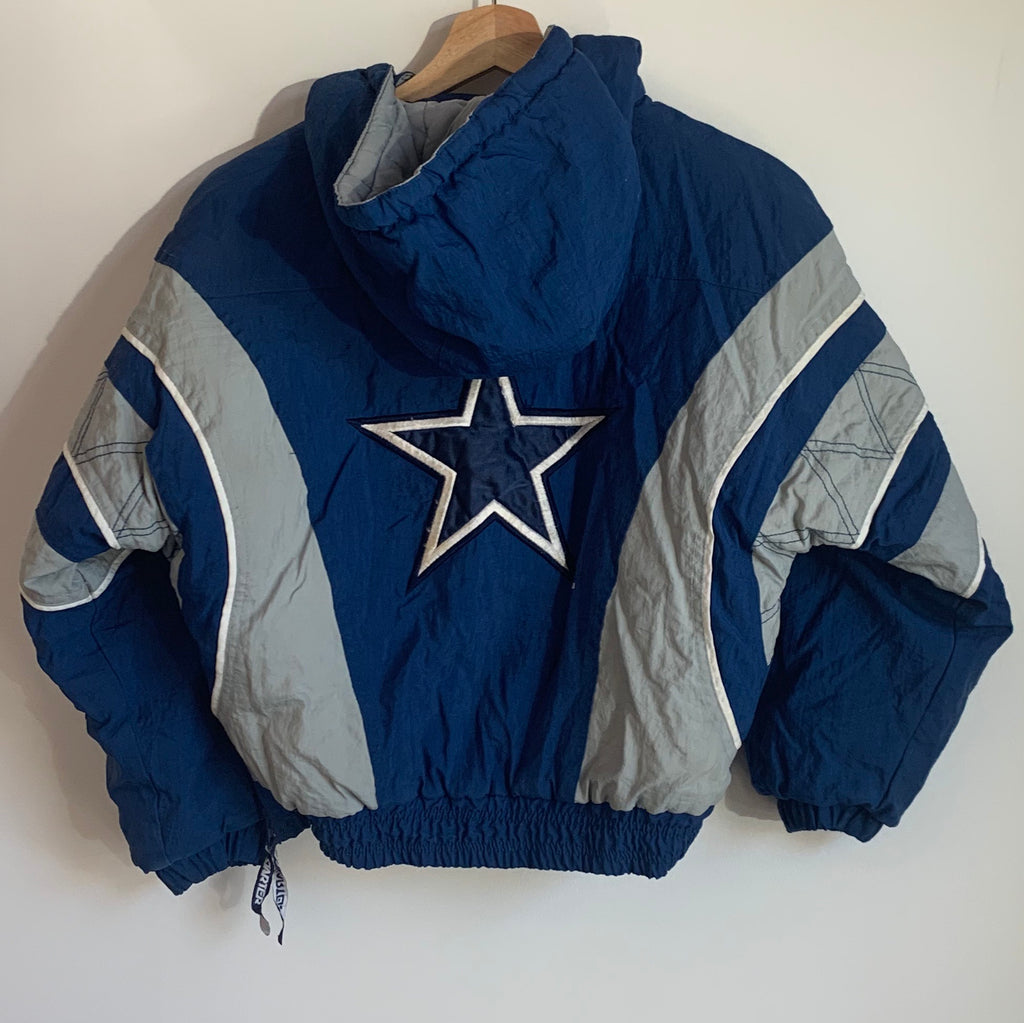 Vintage 1990s Starter Dallas Cowboys Blue Hooded Youth Parka