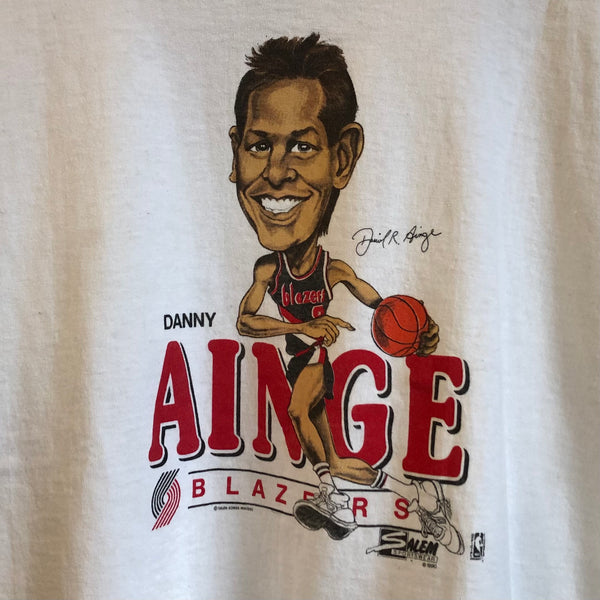 Vintage Danny Ainge Portland Trail Blazers Shirt Salem Sportswear Caricature Youth L