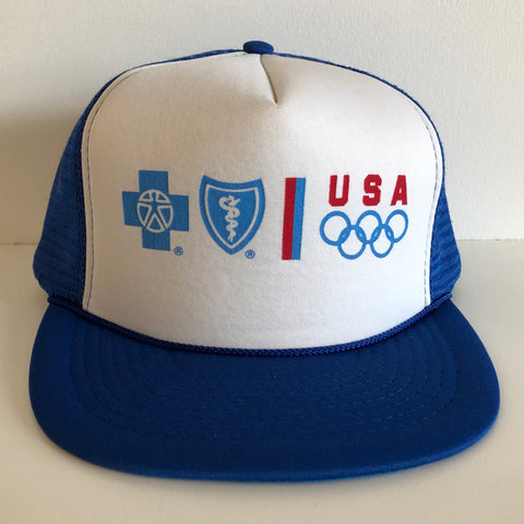 Vintage USA Olympic Team Blue Cross Blue Shield Trucker Hat