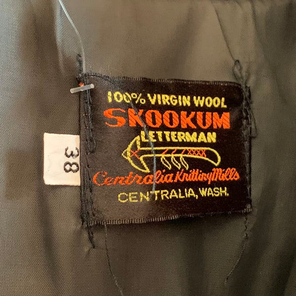 Vintage Black Wool Letterman Jacket Size 38